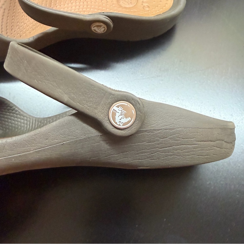 Crocs Cleo II Double Strap Adjustable Sandals 2-Tone Brown Womens Size 8 Slides - Picture 5 of 6